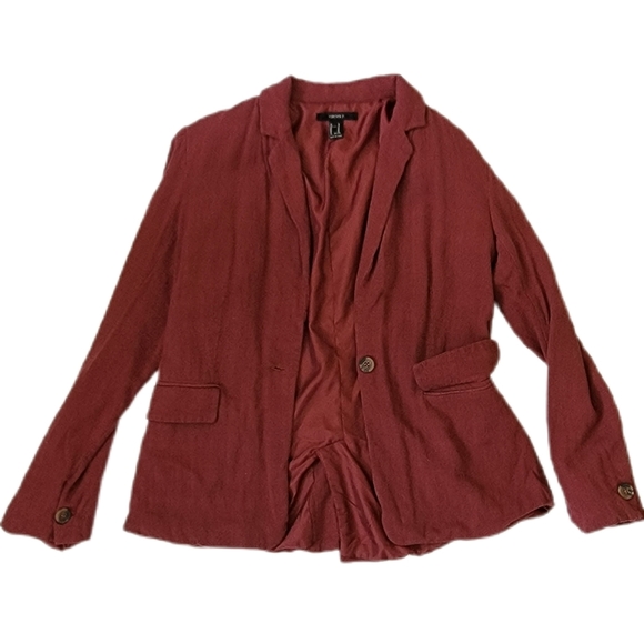 Forever 21 Burgundy Blazer Jacket Medium - Picture 2 of 9